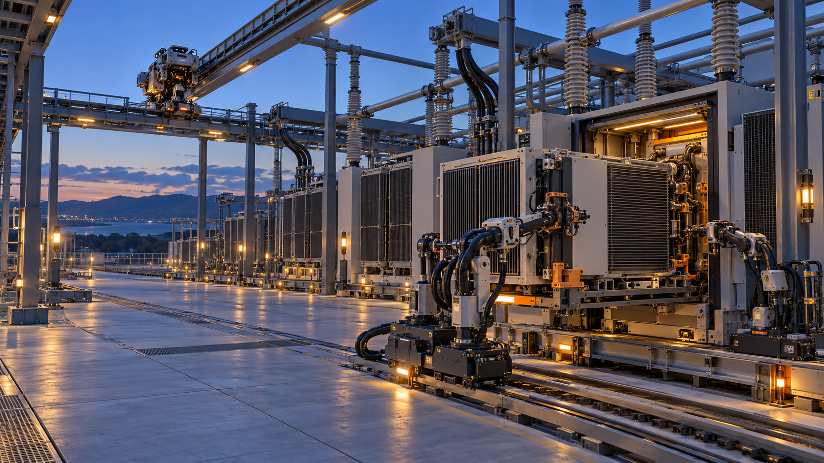 Autonomous inspection and control equipment at a powered infrastructure installation